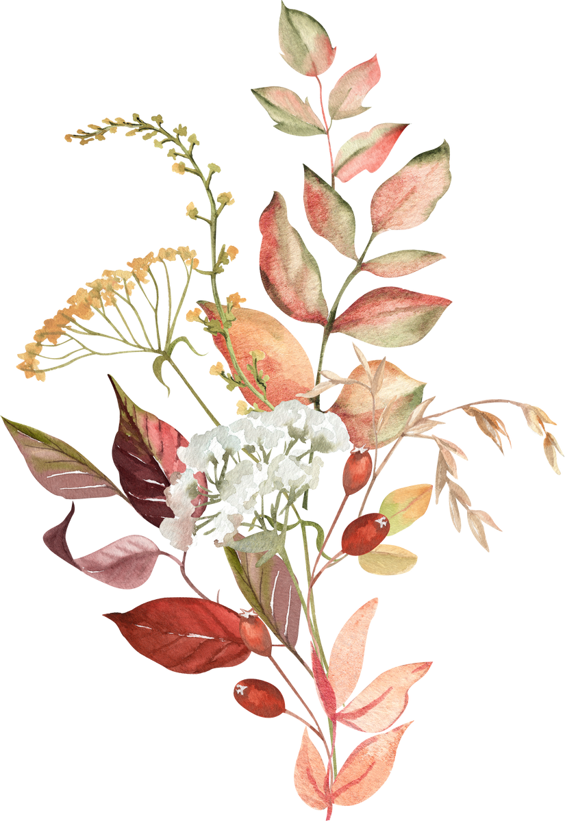 Watercolor autumn wildflowers floral arrangement illustration